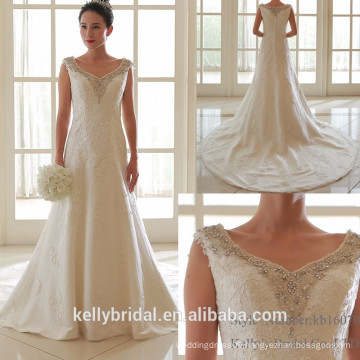 2017 new exquisite lace applique elegant beaded bride's ball grown wedding dress